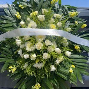Corona Funebre rosas blancas