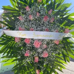 Corona rosas rosas con nubecitas
